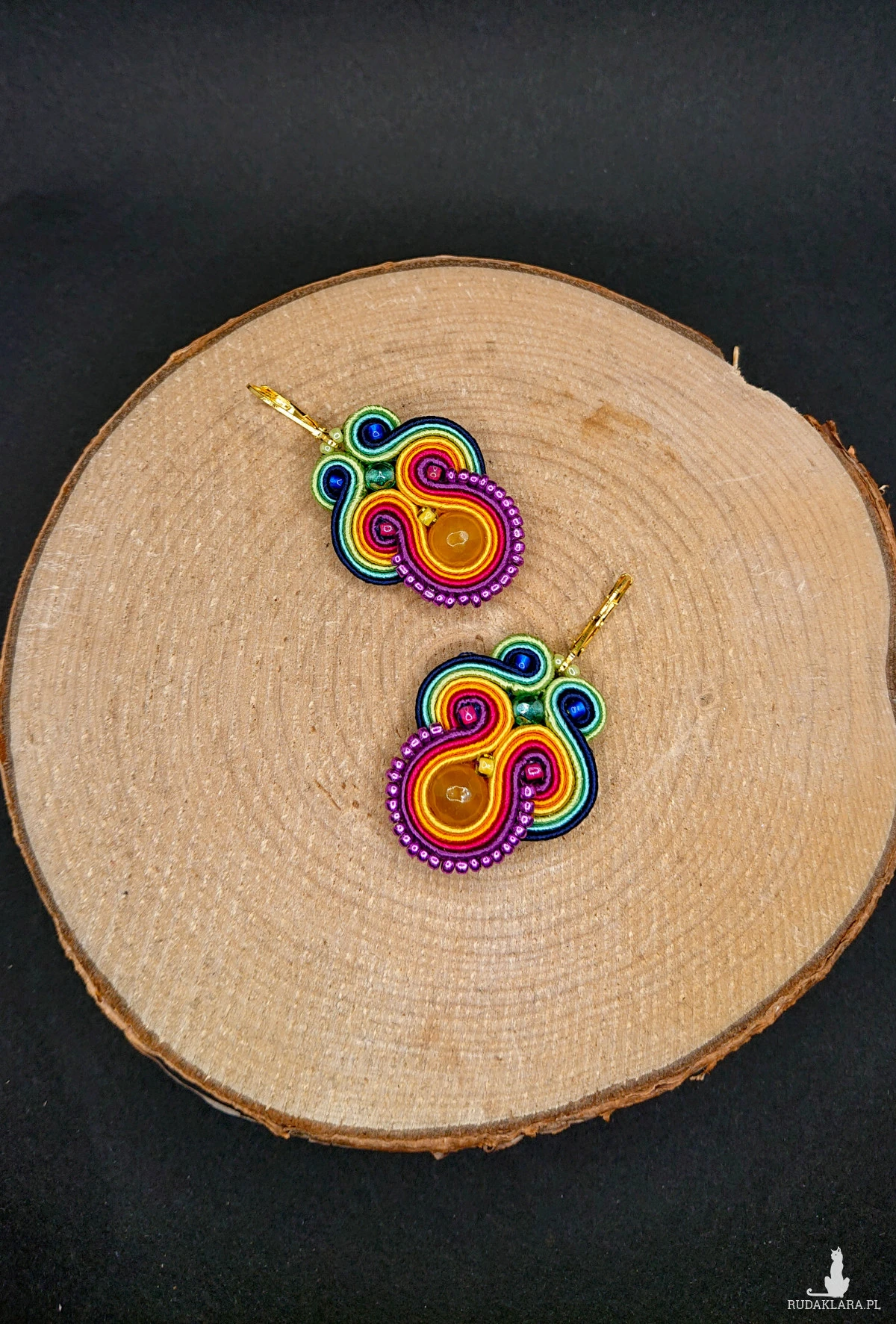 TĘCZOWE WISZĄCE KOLCZYKI SUTASZ Z JADEITAMI